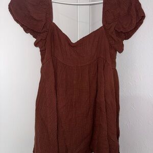 Princess Polly Brown Puff Sleeve Mini romper